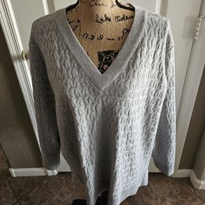 Gray V-Neck Women's Sweater